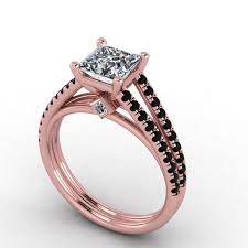 Black Diamonds Are Micro Pave Set On This Beautiful Rose Gold Ring There Are Rose Gold Engagement Ring Rose Gold Engagement Ring Black Black Engagement Ring