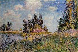 Landscape The Banks Of The Loing At Saint Mammes Alfred Sisley Wikiart Org Landscape Paintings Impressionism Sisley
