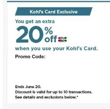 Check spelling or type a new query. Kohls Coupon 20 Off 10 Transactions W Kohl S Credit Card In Store Online 6 20 5 99 Picclick