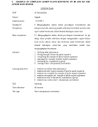 Maybe you would like to learn more about one of these? Doc Example Of Complete Lesson Plans Depending On Sk And Kd For Junior High School Jeanny Jannah Academia Edu
