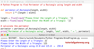 Therefore, whether you say length by width or width by length, because of the commutative of multiplication, it make no difference. Python Program To Find Perimeter Of A Rectangle Using Length And Width