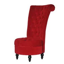 Wrapped in a gorgeous ruby red velvet, this sleek yet sumptuous accent chair takes a stance for high design. Homcom 45 Tufted High Back Velvet Accent Chair Red Elegant Royal Ottoman Crimson High Backed Tufted Armchair Armless Aosom Red Accent Chair Upholstered Accent Chairs Red Velvet Chair