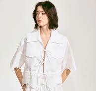 Lace-Embroidered Ramie Top