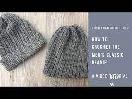 Learn How To Crochet A Classic Knit Looking Men S Beanie This Pattern Contains Two Variati Mens Crochet Beanie Crochet Beanie Pattern Crochet Mens Hat Pattern
