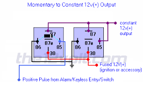Surge resistiveness of 5000v on series relays. How To Wire Relays Latched Output Momentary To Constant Output Positive Input Positive Output Relay Automotive Electrical Car Maintenance