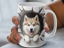 Süße Siberian Husky 3D-Becher-Verpackung, sofortiger digitaler Download,  PNG-Datei, 300 DPI, Kaffeetasse-Verpackung, Siberian  Husky-Liebhaber-Geschenk, Geschenk für sie