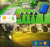 6 in 1 Solar Lights Outdoor, Solar Powered Spot Lights, IP66 Waterproof  Outdoor Solar Landscape Spotlights with 3 Levels Lights for Garden Yard ...