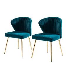 Everly Quinn Esmund Side Chair Fabric Teal Velvet Dining Chairs Tufted Dining Chairs Dining Chairs