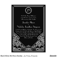 Black Silver Art Deco Gatsby Style Wedding Invites Zazzle Com Art Deco Wedding Invitations Gatsby Style Wedding Vintage Style Wedding Invitations