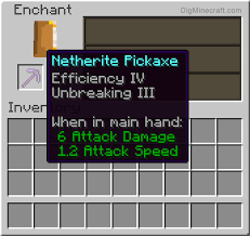 27 rows · pickaxes nothing wood stone iron diamond gold 60 132 251 1562 33 obsidian 50 secs* 50 secs* 50 secs* 50 secs* 15 secs 50 secs* iron door 25 secs* How To Make An Enchanted Netherite Pickaxe In Minecraft