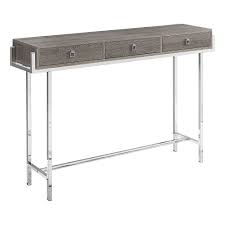 Bringing a modern touch to your small home, condo or apartment, this table slides nicely next to the. Monarch Specialties Accent Table 48 Inch L Dark Taupe Chrome Metal The Home Depot Canada