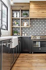 Https Glaminati Com Wp Content Uploads 2019 10 Kitchen Ideas Wooden Shelves Cabinet Black Backsplash Jpg In 2020 With Images Home Decor Kitchen Kitchen Design Kitchen Interior