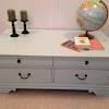 Beveled glass top w curio drawer. 3