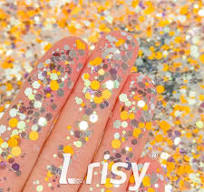 Mixed Hexagon Shaped Orange & Silver Glitter WG01