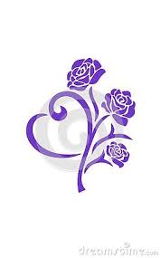 Violet Hand Drawn Vector Silhouette Illustration Of Roses In A Bouquet With A Heart Shaped Leaf Design For Silhouette Illustration Violet Tattoo Flower Drawing