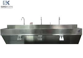 wall mounted triple bay scrub sink