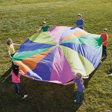 But serious question out of curiosity, how big was the parachute y'all used? Play Tents Parachutes Tunnels Oriental Trading Company