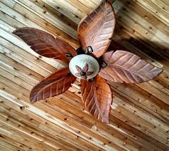 Lovely Ceiling Fan With Palm Leaf Blades On Stunning Wicker Fans