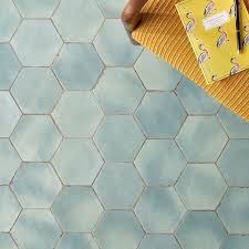Colorful floor decoration in junagarh fort. Sasha Hex Bettina Blue Green 6 Matte Porcelain Hexagon Tile Tilebar Com