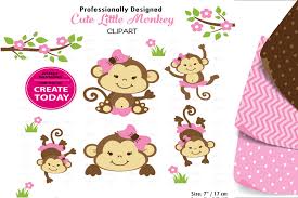 Download Baby Monkey Girl Sitting Pose With Bow And Flower Clipart 362877 Illustrations Design Bundles