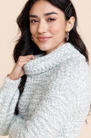 Francesca's Jemma Popcorn Cowl Neck Sweater