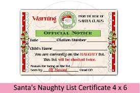 This santa letter template is perfect for letting kids write their own letters. Santa S Naughty List Certificate 4 X 6 Inches 355565 Signs Design Bundles