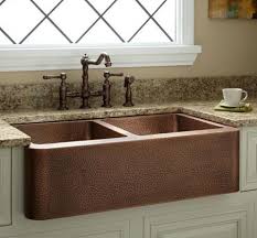 double bowl hammered copper farmhouse