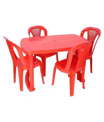 Length (115 cm), width (65 cm), height (73 cm) , chair: Trend Plastic 4 Seater Dinning Dining Table Chair Set Red Buy Trend Plastic 4 Seater Dinning Dining Table Chair Set Red Online At Best Prices In India On Snapdeal
