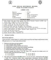 Soal Dan Kunci Jawaban Usbn Ppkn Smp Kurikulum 2013 Tahun Pelajaran 2018 2019 Didno76 Com