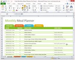 free monthly meal planner for excel