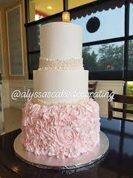 Modern Wedding Cake With Pink Buttercream Ruffled Tier Modern Wedding Cake Cake 3 Tier Wedding Cakes
