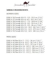 Jerusalem Sandals Size Chart Outdoor Equipped