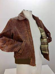 1940 S 50 S Campus Leather Jacket Light Weight Calfskin Plaid Cotton Lining Men S Small Size 36 To 38 Leather Jacket Jackets Cotton