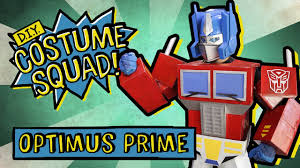 Make Your Own Optimus Prime With Cardboard Diy Costume Squad Optimus Prime Costume Optimus Prime Costume Diy Optimus Prime