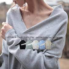 ニット vネック トップス ドロップショルダー シンプル 大人 お洒落 アシメ アシンメトリー 変形 オリジナル antiqua アンティカ 綿 コットン 綿ニット 綿100 でこの形がいいんです vネックリブ袖ニット 再再販 決め手 ざっくり深vニット オトナゴコロを虜
