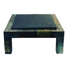 Slate is a common stone that can be found in many parts of the united states, which we have a variety of different slate coffee table sets that will match any existing decor and that will bring a great deal of style to the room as well, giving any room personality almost instantly. Paul Evans Mixed Metals Patchwork And Slate Coffee Table Chairish