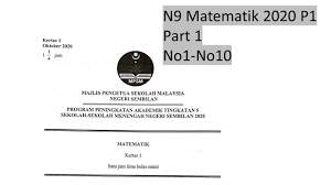 Discussion of add maths trial negeri sembilan 2020 paper 1. Kertas Percubaan Spm Matematik 2020 Negeri Sembilan Kertas 1 No1 No10 Youtube