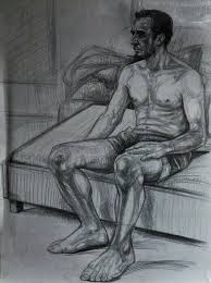 Yatakta Oturan Yari Ciplak Insan Figuru Soyut Cizimler Sanat Evleri Sanat