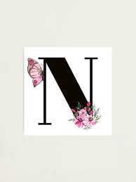 Your letter n stock images are here. Buchstabe N Alphabet Monogramm Rosa Blume Und Schmetterling Fotodruck Von Atevern Redbubble