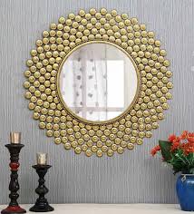 Metal abstract circular wall decor. Buy Metal Round Wall Mirror In Yellow Colour By Vedas Online Round Mirrors Wall Accents Home Decor Pepperfry Product