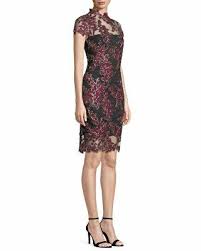Tadashi Shoji Lace Applique Cap Sleeve Cocktail Dress Dresses Black Lace Midi Dress Cocktail Dress
