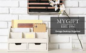 We have an extensive collection of amazing background images. Amazon Com Mygift White Wood Desktop Office Supplies Organizer With 6 Compartments 2 Pullout Drawers Office Products