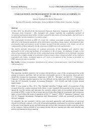 Pdf On Recognition And Measurement Of The Revenues According To Ifrs 15