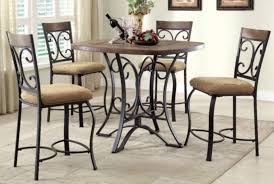 Acme Furniture Kiele 5 Piece Counter Height Dining Table Set In Antique Black Counter Height Dining Table Set Counter Height Dining Table Metal Dining Chairs