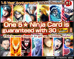 1 5 Year Anniversary Ticket Summons Naruto X Boruto Ninja Voltage Facebook