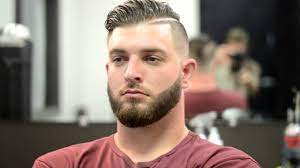 Waxed, puffed, and combed over is the name of the game here along with a thick beard and slight fade. Bald Fade Combover With Beard Line Youtube