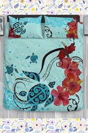 Hawaii Turtle Bedding Set Honu Hibiscus Duvet Cover And Pillow Case H4 Queen Bedding Sets Bed Linens Luxury Simple Bed