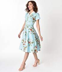 500 Vintage Style Dresses For Sale Unique Vintage 1940s Light Blue Floral Short Sleeve Campbell S 1950s Fashion Dresses Floral Blue Dress Vintage 1950s Dresses