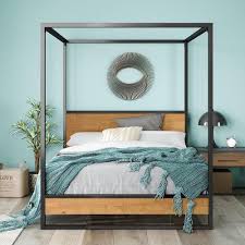 Federal style cherry queen size canopy bed frame by henredon furniture company. Zinus Suzanne Ironline Canopy Metal And Solid Wood Bed Frame Queen Bunnings Australia