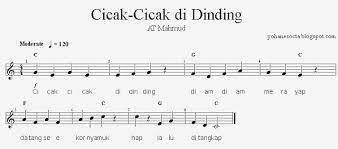 Partitur Chord Gitar Lagu Anak Indoensia Cicak Cicak Di Dinding Lagu